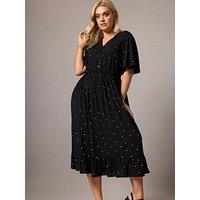 Yours Curve Half Placket Spot Dress