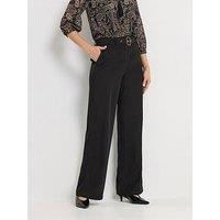 Long Tall Sally Belted Wide Leg Trousers 36" - Black
