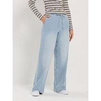Long Tall Sally Light Wash Wide Leg Pull On Jeans 36" - Blue