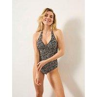 Fatface Braye All Over Print Swimsuit - Black
