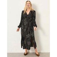 Fatface Tara Mono Patchwork Petite Floral Dress - Black
