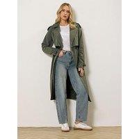 Long Tall Sally Tall Trench Coat - Khaki Green