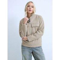 Long Tall Sally Cosy Brushed Bomber Jacket - Cream