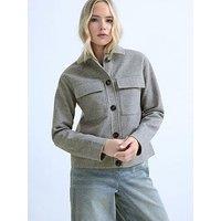 Long Tall Sally Tall Faux Wool Trucker Jacket - Grey