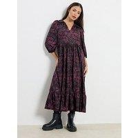 Pixiegirl Petite Abstract Midaxi Dress - Burgundy Red