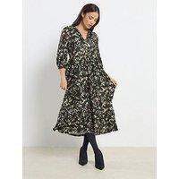 Pixiegirl Petite Camo Animal Midaxi Dress - Green