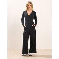Pixiegirl Petite Long Sleeve Wide Leg Jumpsuit - Black