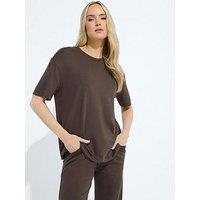 Long Tall Sally Premium Interlock Sweat T-Shirt - Brown