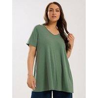 Yours Curve V Neck Rib Swing Top