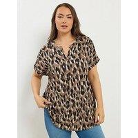 Yours Curve Grown On Notch Neck T-Shirt