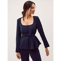 Monsoon Erin Peplum Jacket - Navy