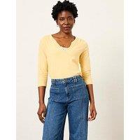 Fatface Aster 3/4 Sleeve T-Shirt - Yellow