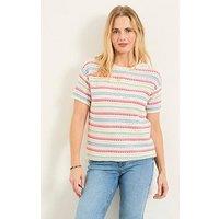 Fatface Flora Stripe Top - Ivory