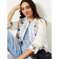 Fatface Embroidered Jacket - White