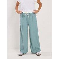 Pixiegirl Petite Contrast Waist Pintuck Wide Leg Trousers