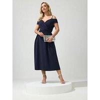 Yours Curve Pleat Cold Shoulder Skater Dress