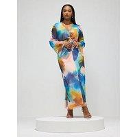Yours Curve Blur Knot Mesh Maxi Dress