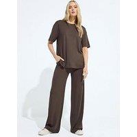 Long Tall Sally Premium Wide Leg Trousers 36" - Brown