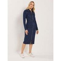 Long Tall Sally Tall Denim Zip Through Midi Dress