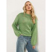 Long Tall Sally Balloon Sleeve Jumper - Green