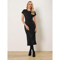 Long Tall Sally Short Sleeve Twist Midi Dress - Black