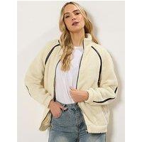 Long Tall Sally Tall Taped Detail Fleece Zip Jacket - Cream