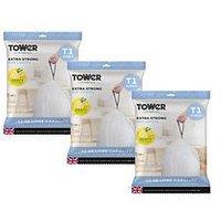 Tower T878000 X 3 (60 Bags In Total) Designed To Perfectly Fit In The 42-58 Litre Tower Waste Bins