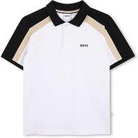 Boss Boys Colour Block Short Sleeve Polo - White
