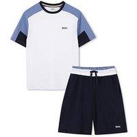 Boss Boys Colour Block T-Shirt And Short Set - Navy