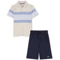 Boss Boys Block Stripe Polo And Short Set - Multi