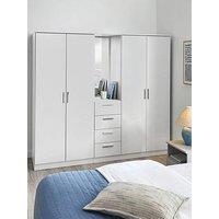 The Very Collection Panama 4 Door, 4 Drawer Combi Fitment With Mirror - White