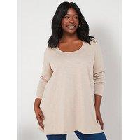 The Very Collection Curve Scoop Neck Long Sleeve Top - Beige
