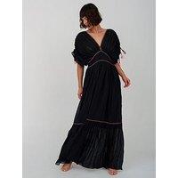 Pitusa Clara Pompom Beach Dress - Black