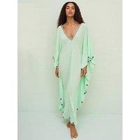 Pitusa Colourblock Pom Pom Sevillana Beach Dress - Aqua