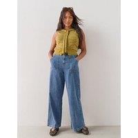 The Very Collection Curve Pocket Detail Wide Leg Jeans - Mid Wash
