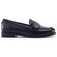 Moda In Pelle Feona Black Leather Stud Detail Flat Loafer