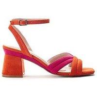 Moda In Pelle Madelia Pink-Orange Alcantara Block Heel Strappy Sandal