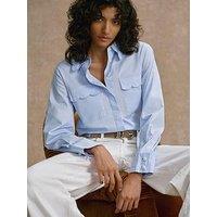 Mint Velvet Cotton Scallop Shirt - Blue