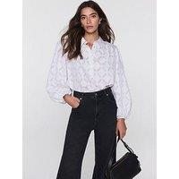 Mint Velvet Diamond Striped Jacquard Shirt - Grey