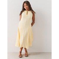 The Very Collection Curve Textured Sleeveless Midi Dress - Yellow