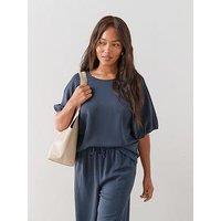 The Very Collection Curve Batwing Co-Ord Top - Navy