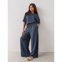 The Very Collection Curve Elasticated Waist Co-Ord Trousers - Navy