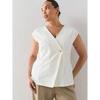 The Very Collection Curve Button Detail Stretch Waistcoat - Ivory