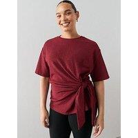 The Very Collection Curve Side Tie Textured T-Shirt - Plum