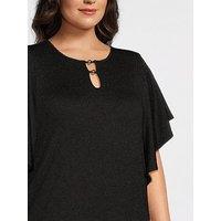 The Very Collection Curve Banded Hem Drape Sleeve Top - Black
