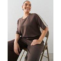 The Very Collection Curve Side Stripe Detail T-Shirt - Brown