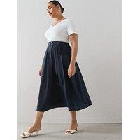 The Very Collection Curve 2 In 1 Belted Midi Dress - Navy/White