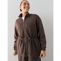 The Very Collection Curve Zip Through Tie Waist Sweat Co-Ord - Brown
