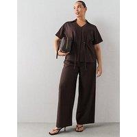 The Very Collection Curve Elasticated Waist Wide Leg Trouser Co-Ord - Dark Brown