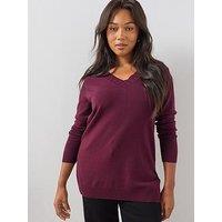 The Very Collection Women'S Curve Classic Comfort V-Neck Longline Jumper - Plum